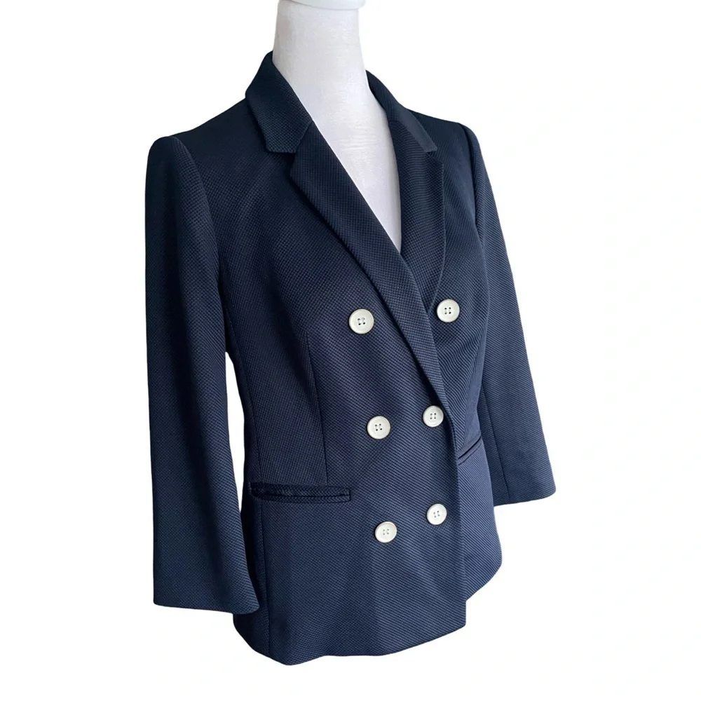 The Limited Navy Blue Double Breasted Blazer with White Buttons Size Small